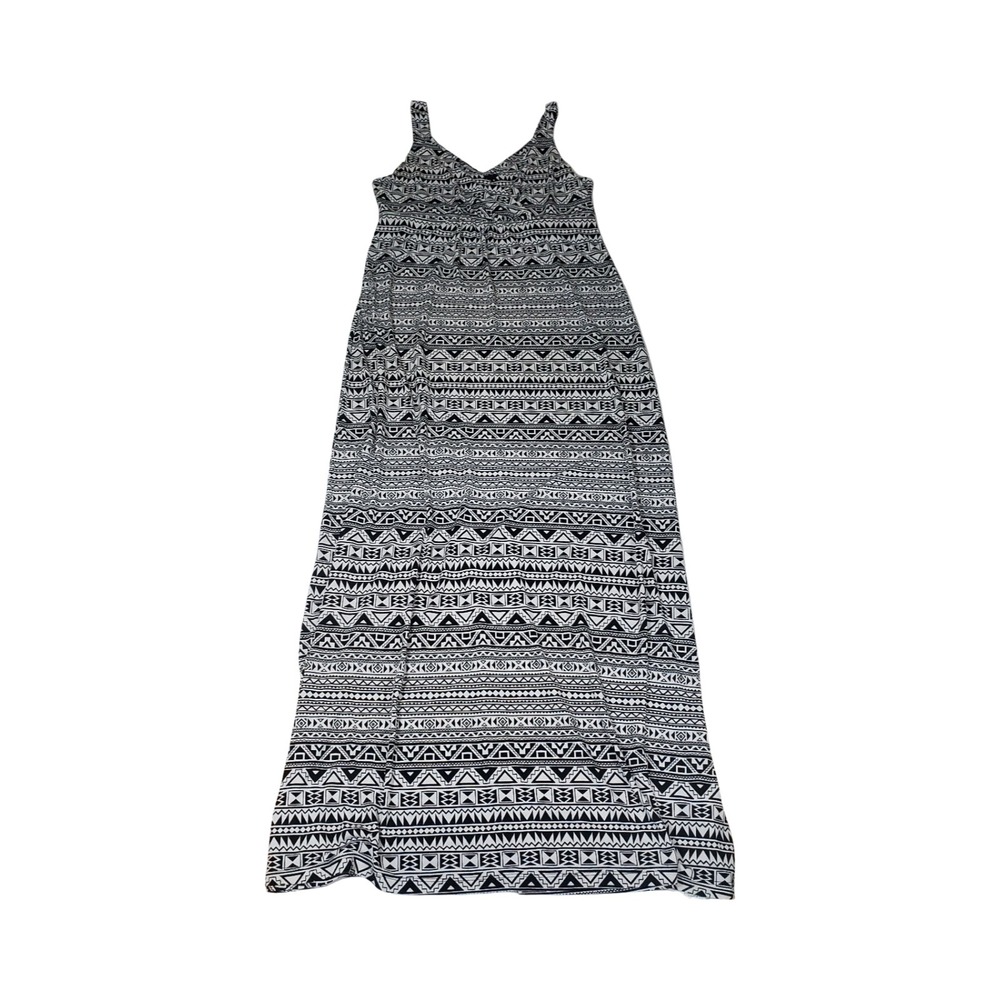 Metaphor Womens Black White Geometric Tribal Print Empire Waist Maxi Dress L